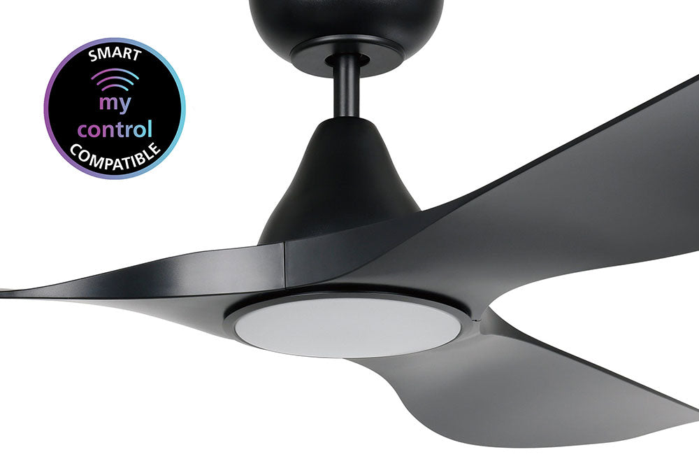 Surf 52" DC Ceiling Fan With 20W Dimmable LED Matt Black / Tri-Colour - 20549902