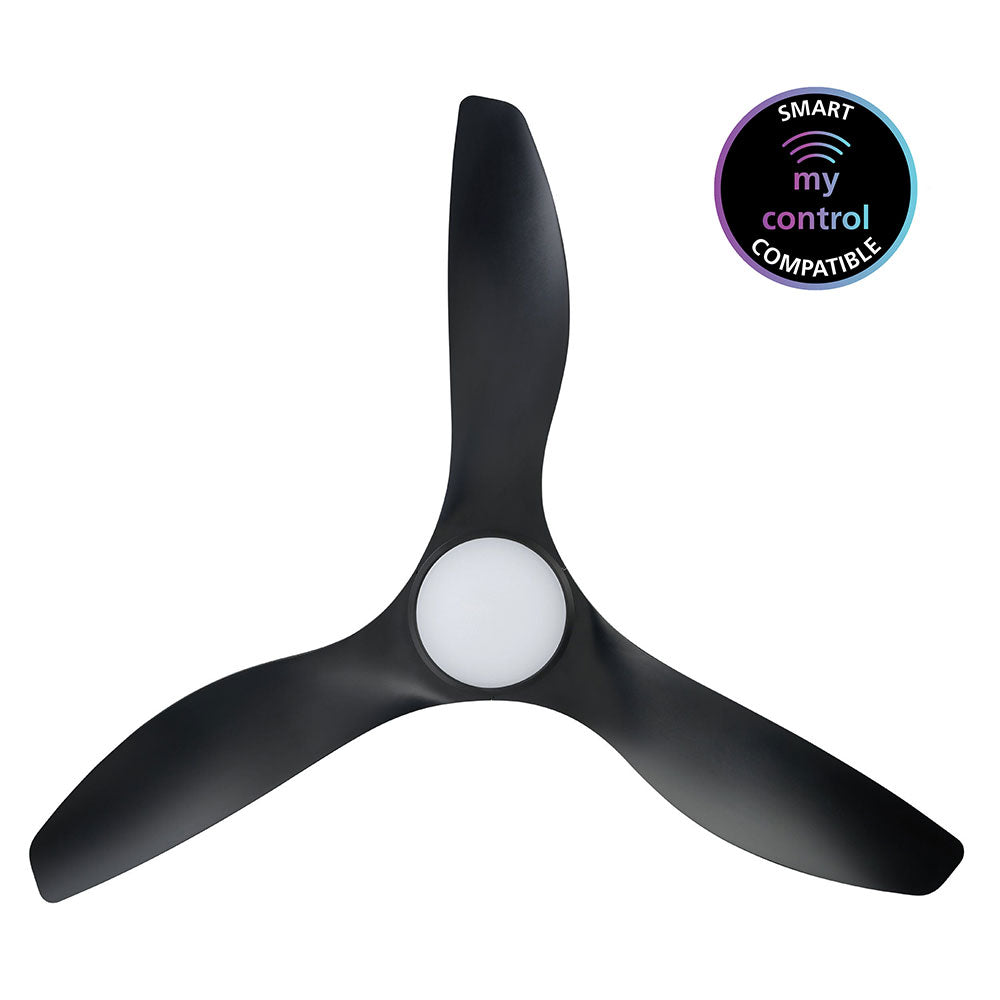 Surf 52" DC Ceiling Fan With 20W Dimmable LED Matt Black / Tri-Colour - 20549902
