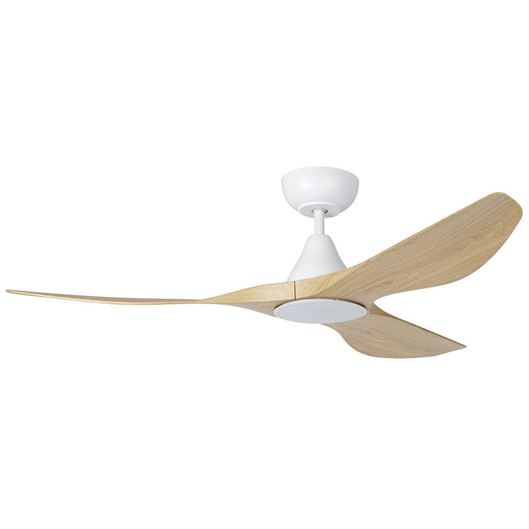 Surf 52" DC Ceiling Fan With 20W Dimmable LED Matt White / Light Oak / Tri-Colour - 20549916