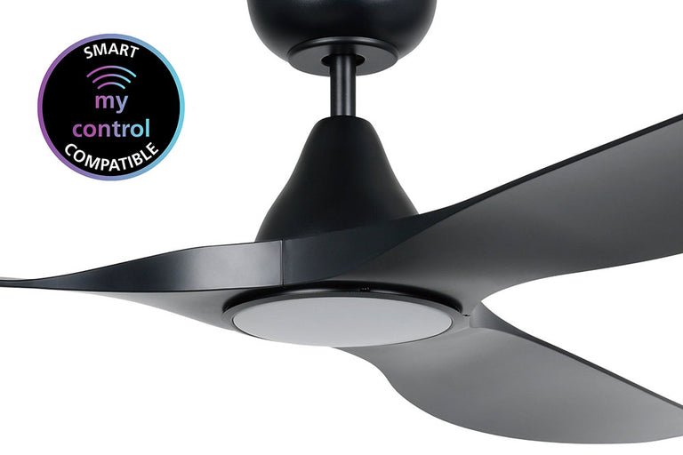 Surf 72" DC Ceiling Fan With 20W Dimmable LED Matt Black / Tri-Colour - 20789502