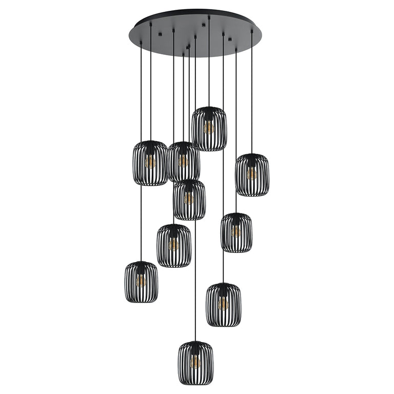 Romazzina 10 Light Pendant Black - 205648N
