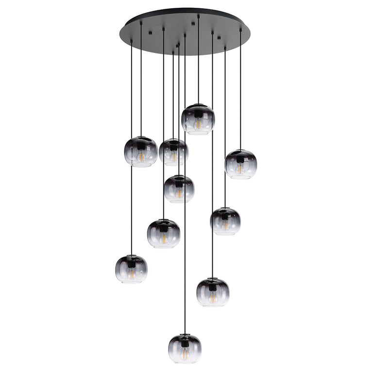 Oilella 10 Light Pendant Black / Grey - 205649N