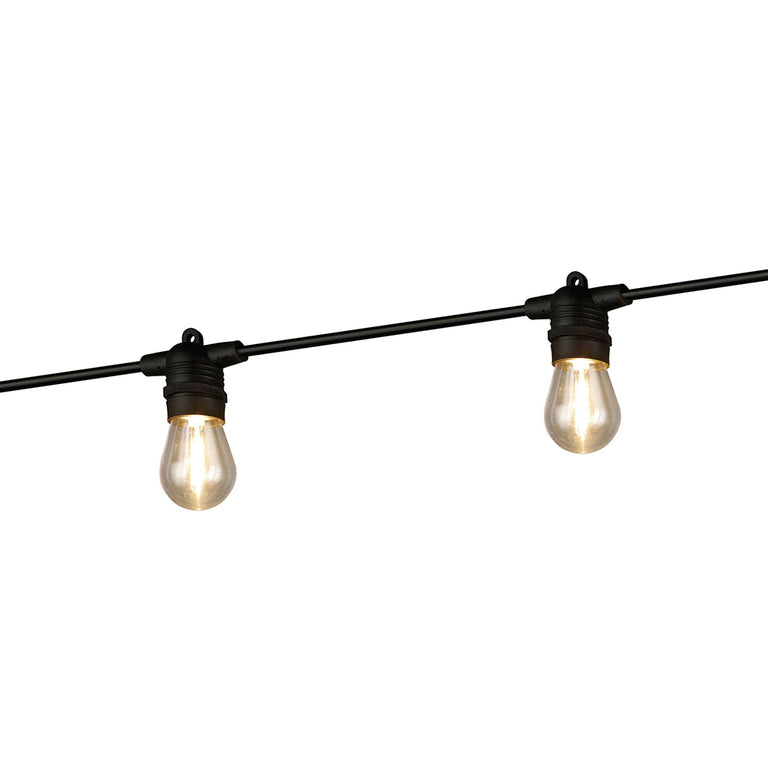 Solar Festoon 10 Light 12V LED Fixed Light Kit Black / Warm White IP65 - 205715N