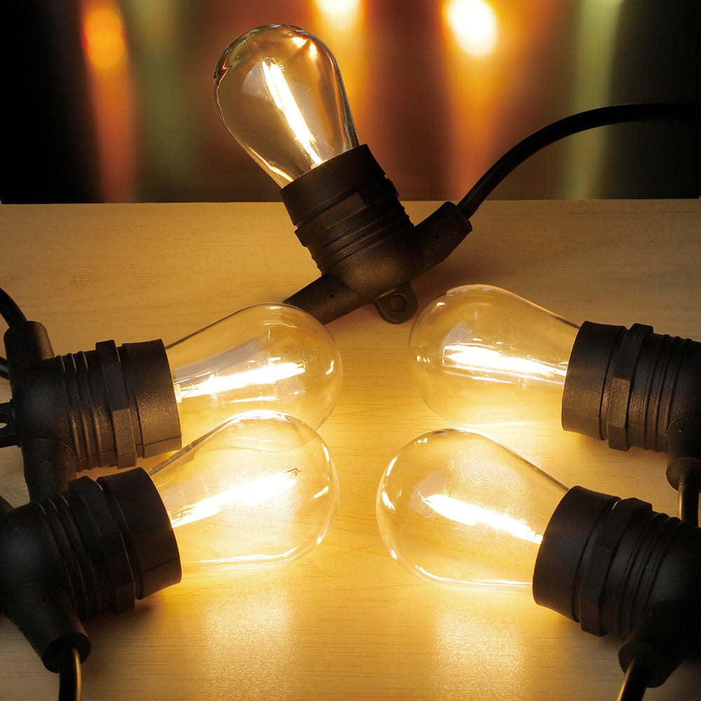 Solar Festoon 10 Light 12V LED Fixed Light Kit Black / Warm White IP65 - 205715N
