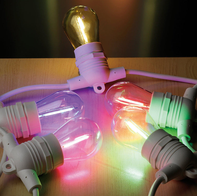 Solar Festoon 10 Light 12V LED Fixed Light Kit White / Multicolour IP65 - 205721N