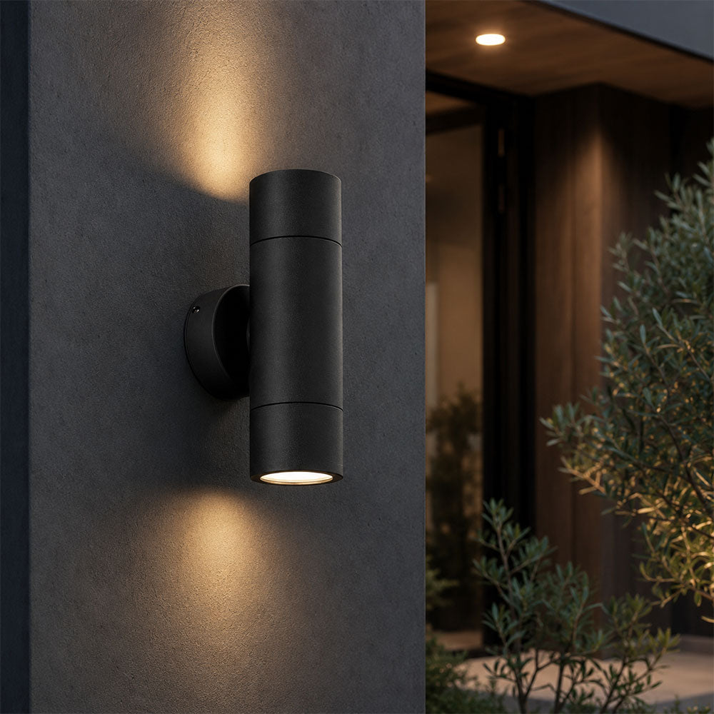Fremantle 2 x 5W CCT 240V GU10 LED Up / Down Wall Light Black - 206126