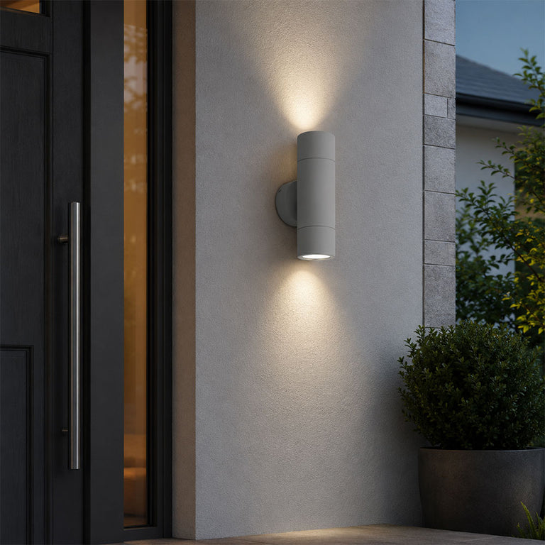 Fremantle 2 x 5W CCT 240V GU10 LED Up / Down Wall Light Silver Grey - 206129