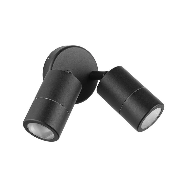Fremantle 2 x 5W CCT 240V GU10 LED Double Adjustable Wall Light Black - 206149