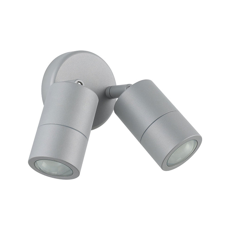Fremantle 2 x 5W CCT 240V GU10 LED Double Adjustable Wall Light Silver Grey - 206153