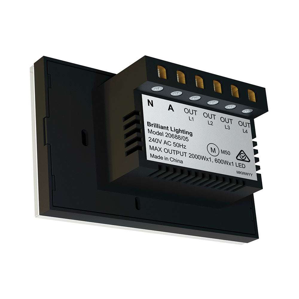 Elite 4 Gang Glass Wall Switch - 20688/05