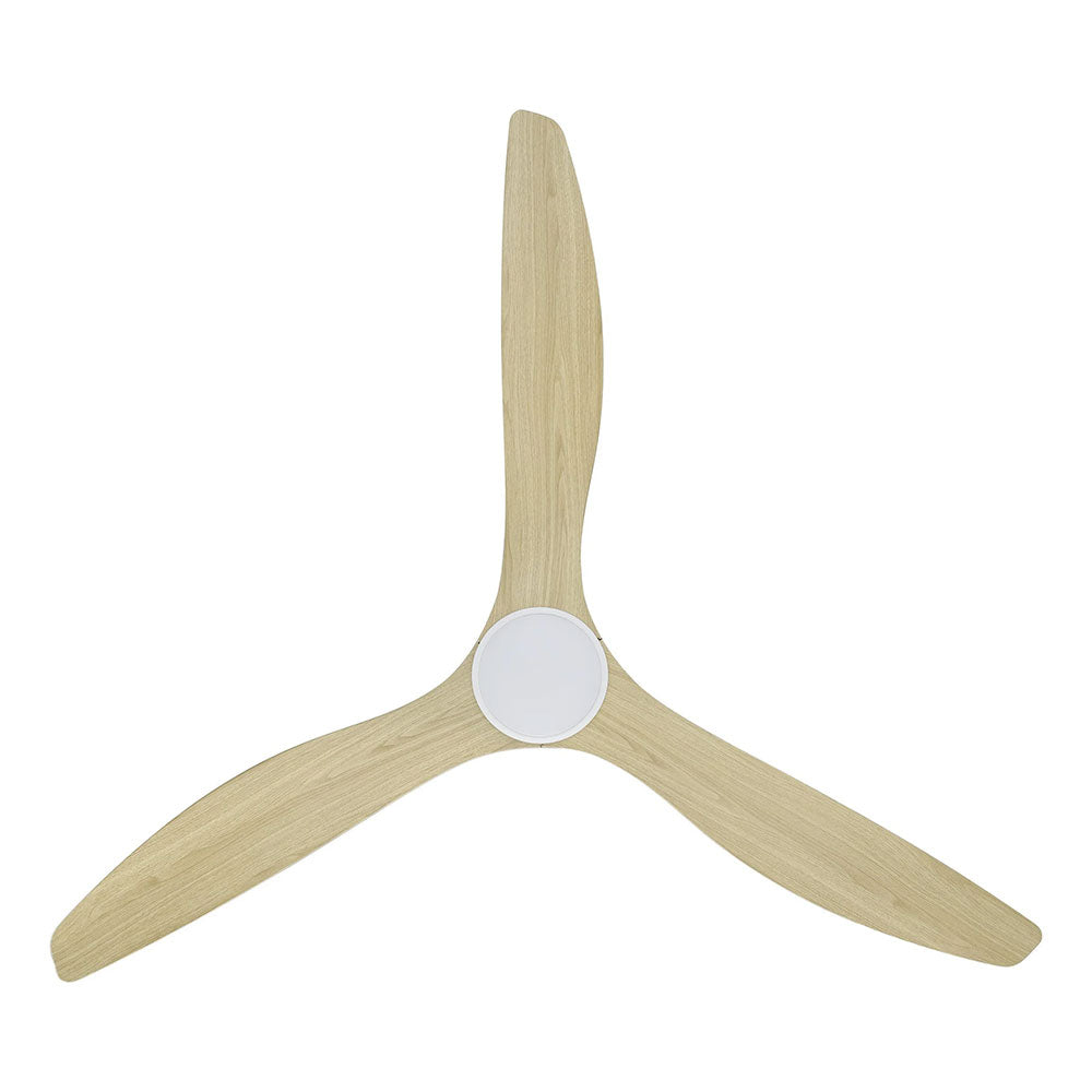 Surf 72" DC Ceiling Fan With 20W Dimmable LED Matt White / Light Oak / Tri-Colour - 20789516