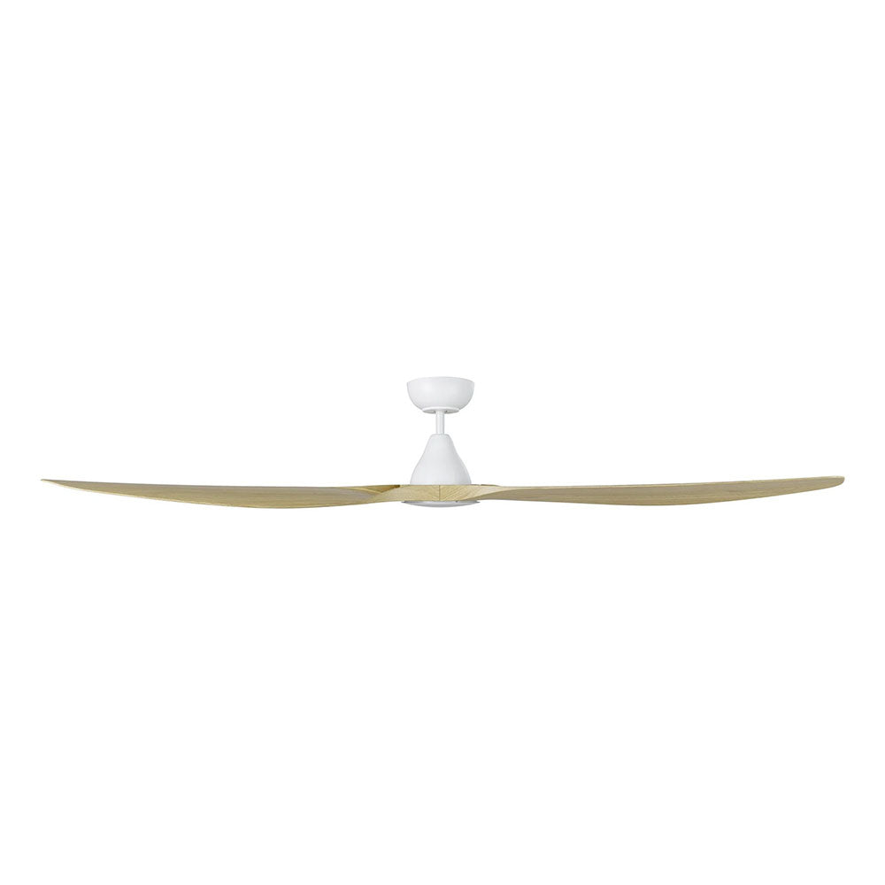 Surf 72" DC Ceiling Fan With 20W Dimmable LED Matt White / Light Oak / Tri-Colour - 20789516