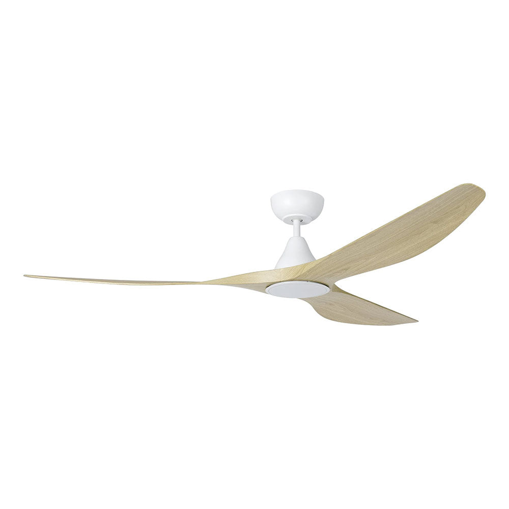 Surf 72" DC Ceiling Fan With 20W Dimmable LED Matt White / Light Oak / Tri-Colour - 20789516
