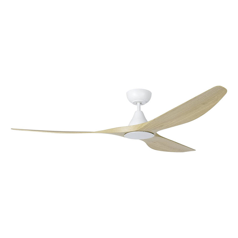 Surf 72" DC Ceiling Fan With 20W Dimmable LED Matt White / Light Oak / Tri-Colour - 20789516