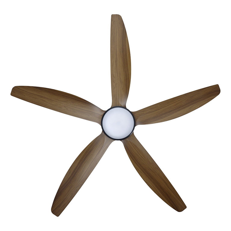 Miami 60" DC Ceiling Fan With 20W Dimmable LED Black / New Teak / Tri-Colour - 20796807