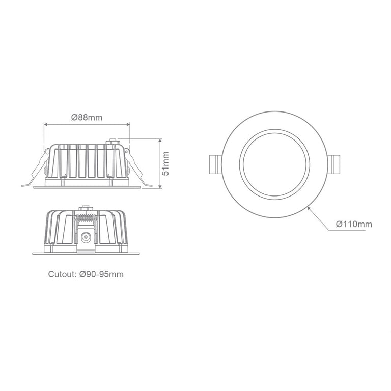 Neo-Pro 13W Dimmable Recessed LED Downlight Black / Tri-Colour IP65 - 20915