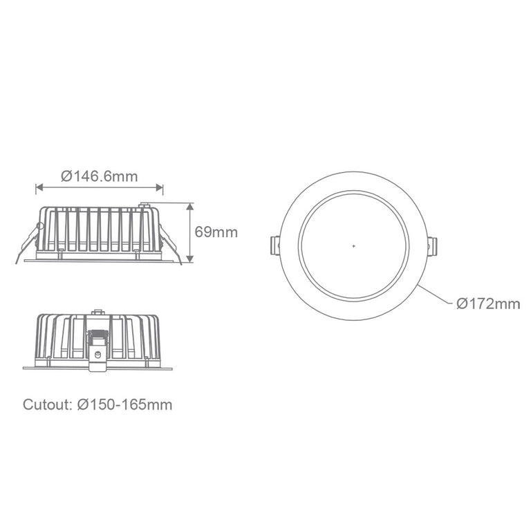 Neo-Pro 25W Dimmable Recessed LED Downlight Black / Tri-Colour IP65 - 20917