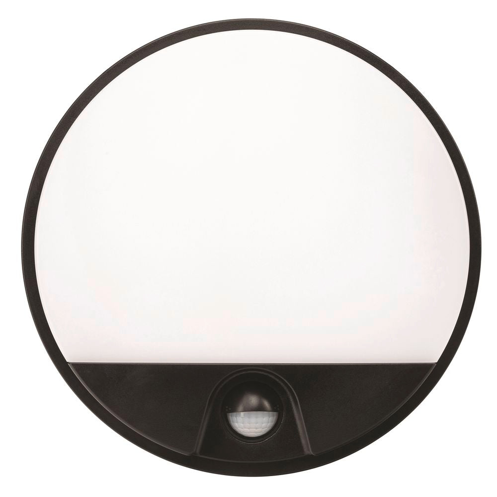 Alston 10W LED Slimline Round Bunker With Sensor Black / Warm White - 21302/06