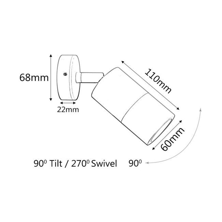 Nathasa 5 Single Adjustable Wall Pillar Light 316 Stainless Steel - 2133