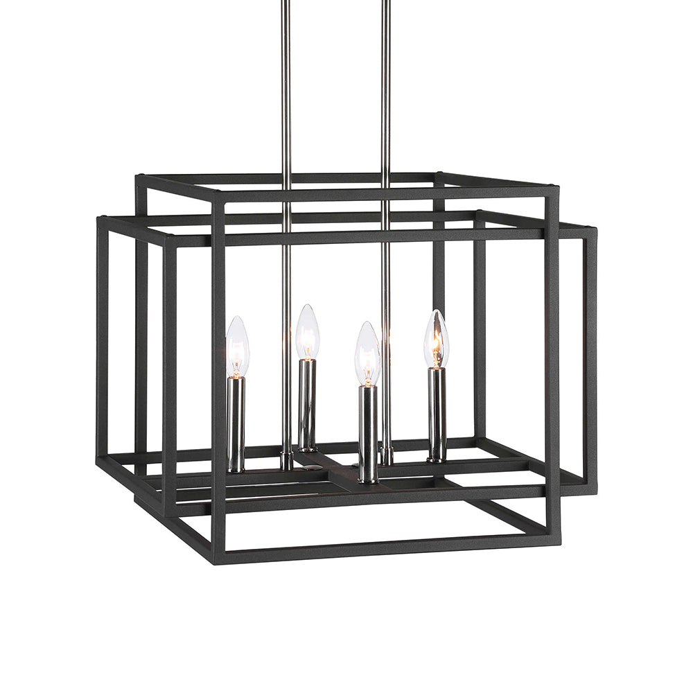 Quadrangle 4 Light Pendant Sand Black - 21528