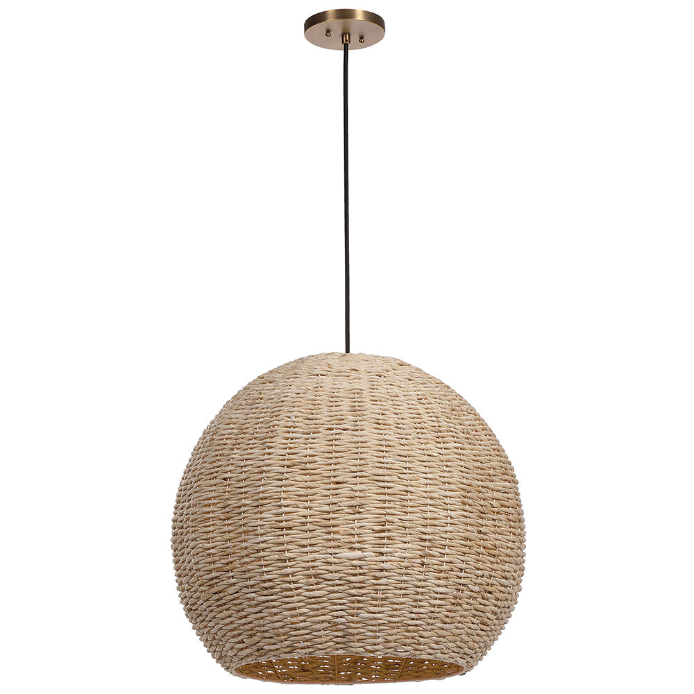 Seagrass Dome 1 Light Pendant Antique Brass - 21536