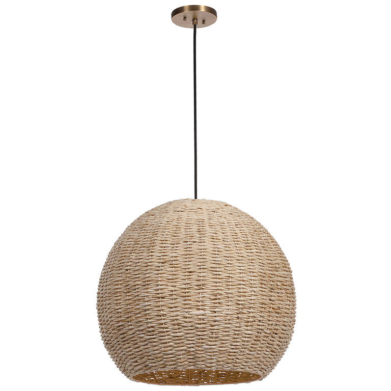 Seagrass Dome 1 Light Pendant Antique Brass - 21536