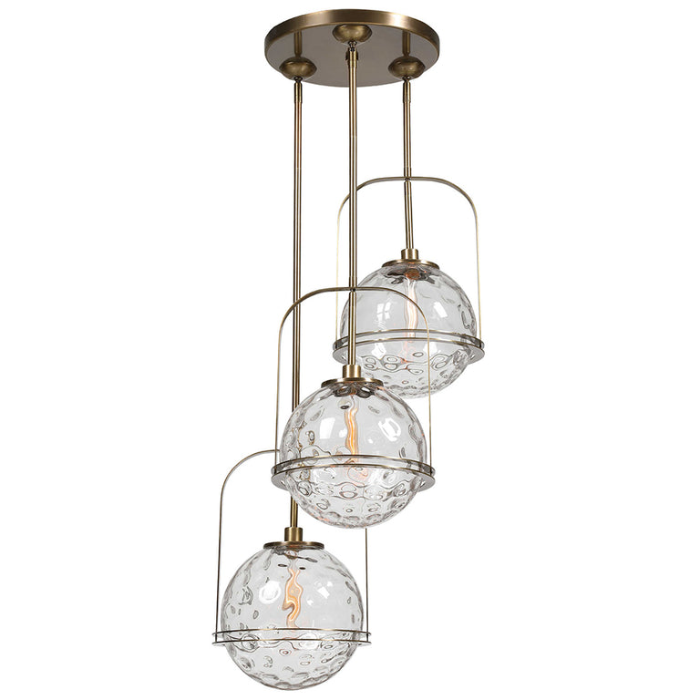Mimas 3 Light Cluster Pendant Antique Brass - 21541