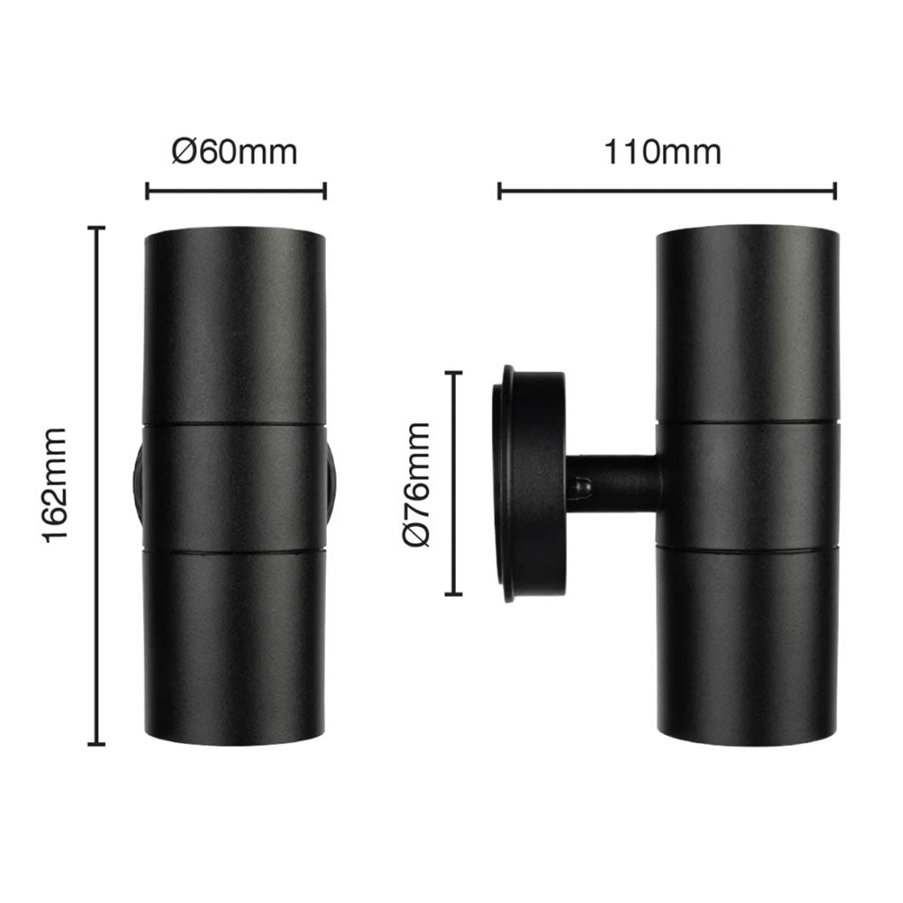 Tate 2 x 4W LED DIY Polycarbonate Up/Down Wall Light Black / Warm White - 21818/06