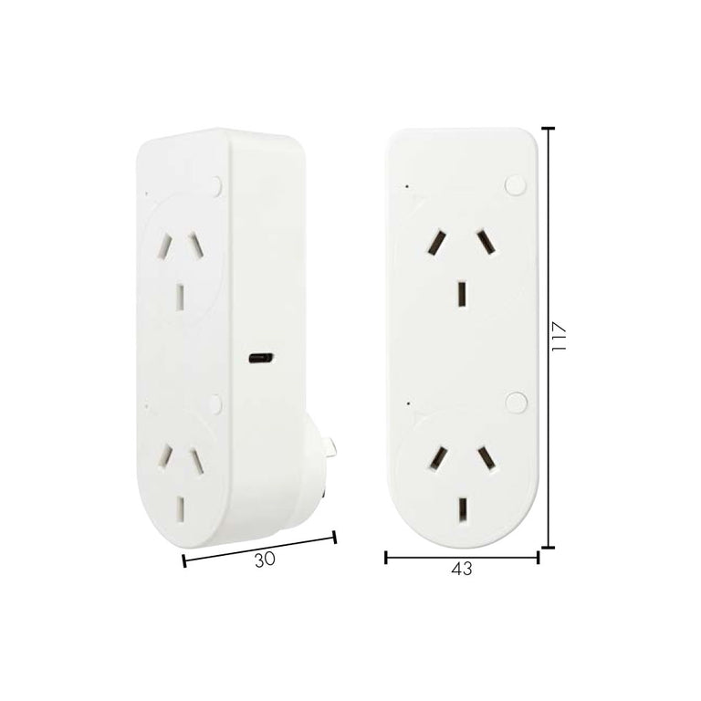 Smart Cannes Wi-Fi Double Plug with USB-A and USB-C Chargers - 21883/05