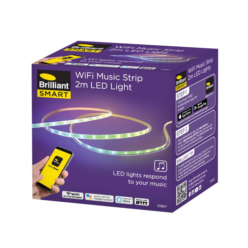 Smart 2 Meter WiFi Music LED Strip Light RGB + Cool White - 21887