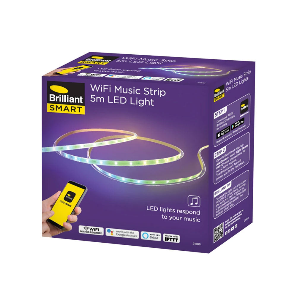 Smart 5 Meter WiFi Music LED Strip Light RGB + Cool White - 21888