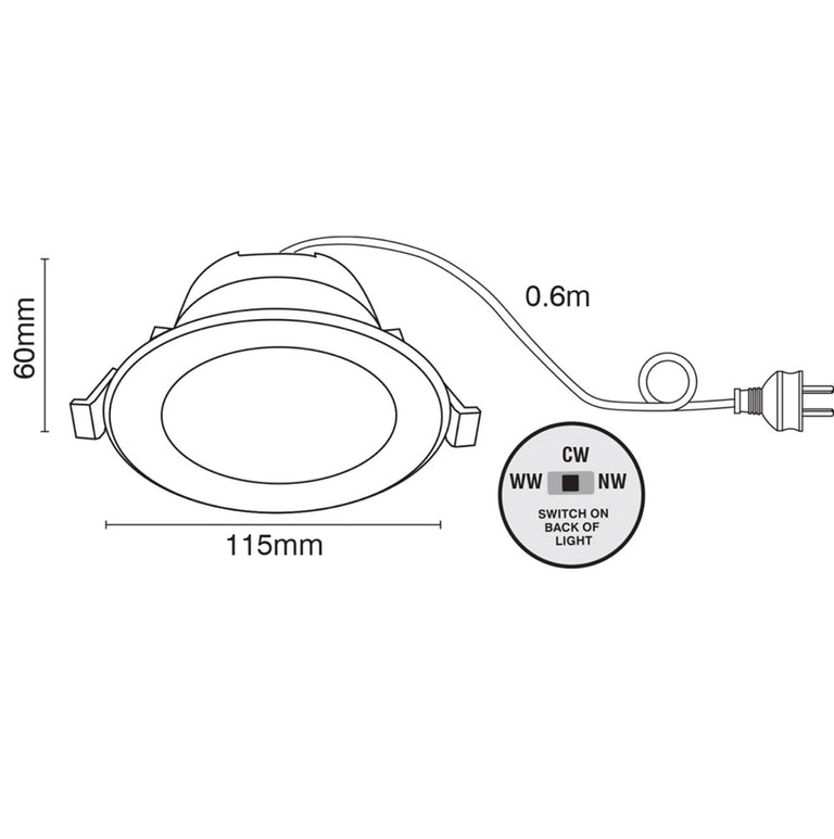 UNI TRIO 8W LED CCT Dimmable Downlight With Interchangeable Colour Trims - 21931/05
