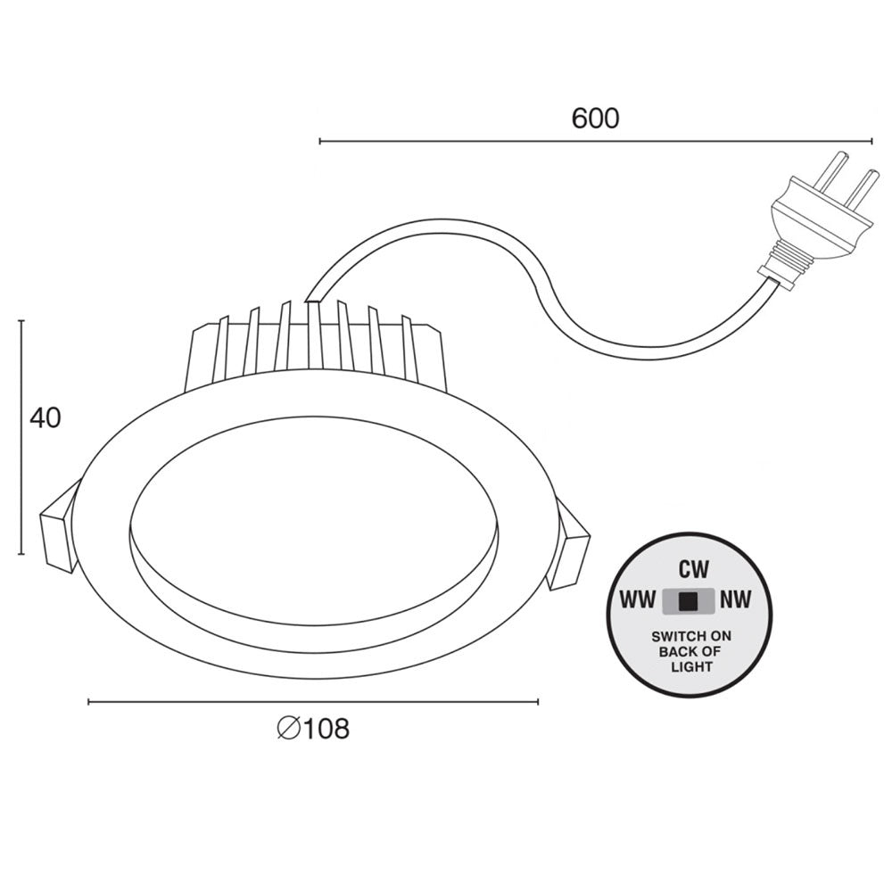 Umbra Trio 8W LED Dimmable Downlight White / Tri-Colour - 21932/05