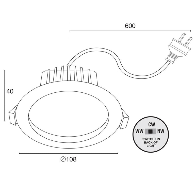 Umbra Trio 8W LED Dimmable Downlight White / Tri-Colour - 21932/05