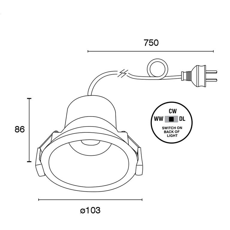 Archy 8W LED CCT Dimmable Downlight White - 21933/05