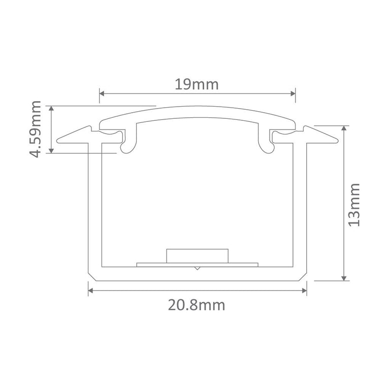 Opti Line 1 Metre Recessed LED Profile Natural Clear Opal Difuser - 22005