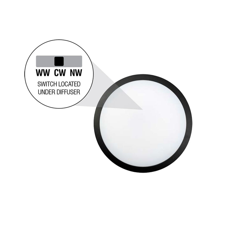 Kensley 20W LED Bunker Light Black / Tri-Colour - 22020/06