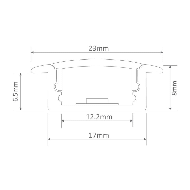 Nova Line 1 Metre Recessed LED Profile Black - 22092