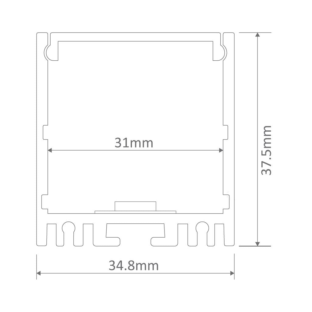 Omega 35 1 Metre Surface Mounted LED Profile Natural Clear - 22050