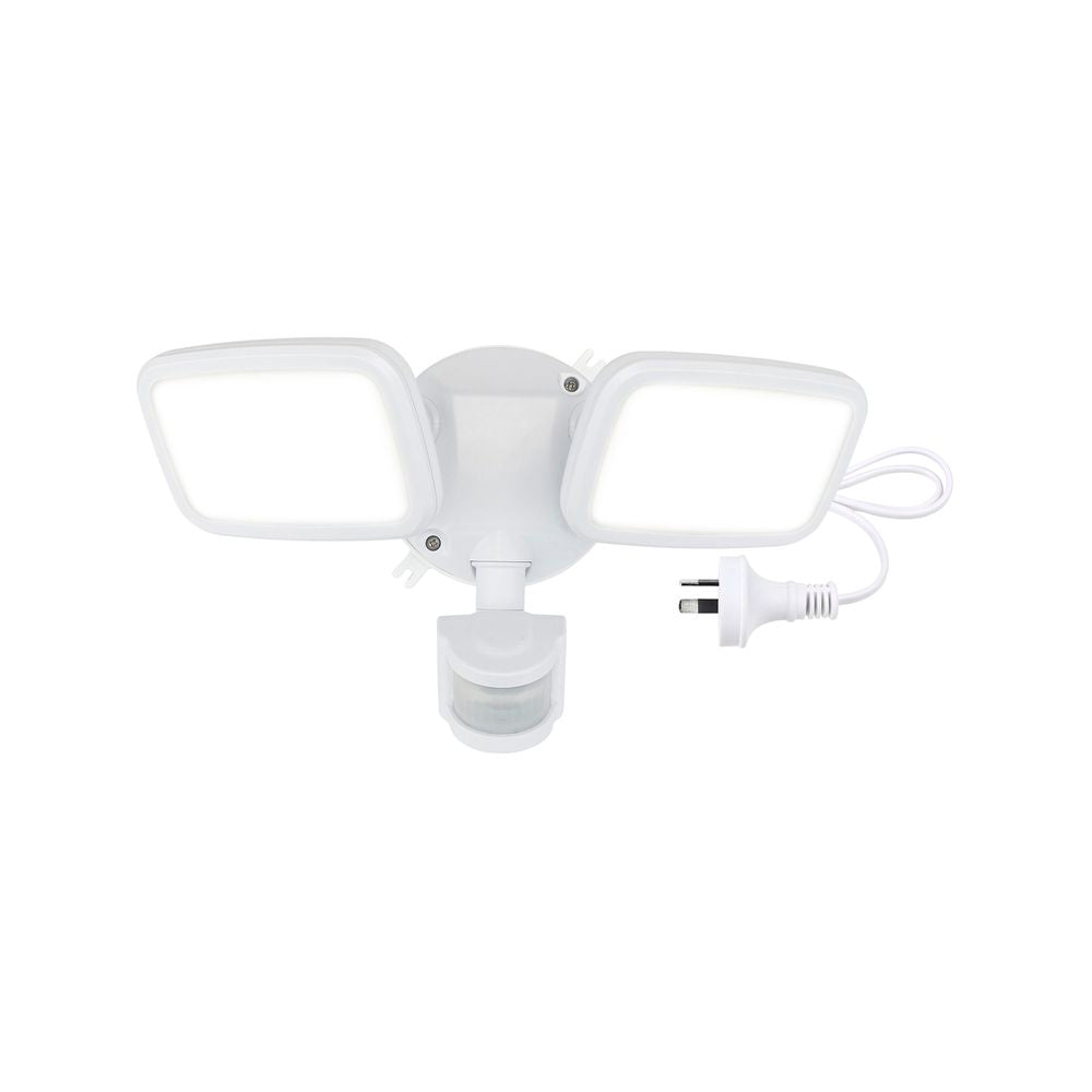 Kratos 20W LED DIY Twin Flood Light With Motion Sensor White / Cool White - 22096/05