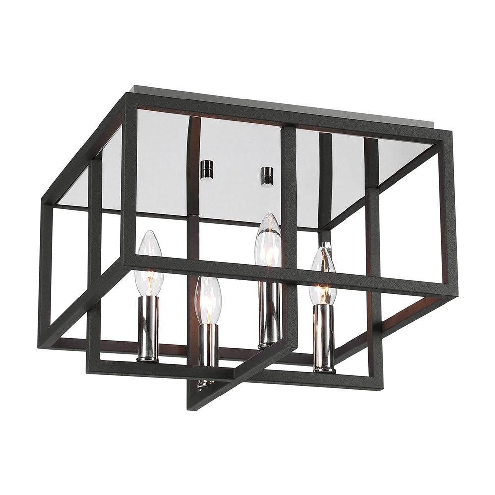 Quadrangle 4 Light Flush Mount Sanded Black - 22281