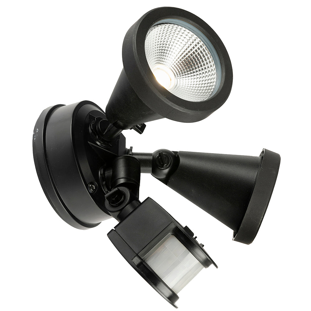 Stinger 20W LED Twin Spotlight With Sensor Black / Tri-Colour - 22289/06