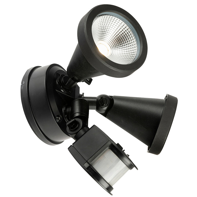 Stinger 20W LED Twin Spotlight With Sensor Black / Tri-Colour - 22289/06