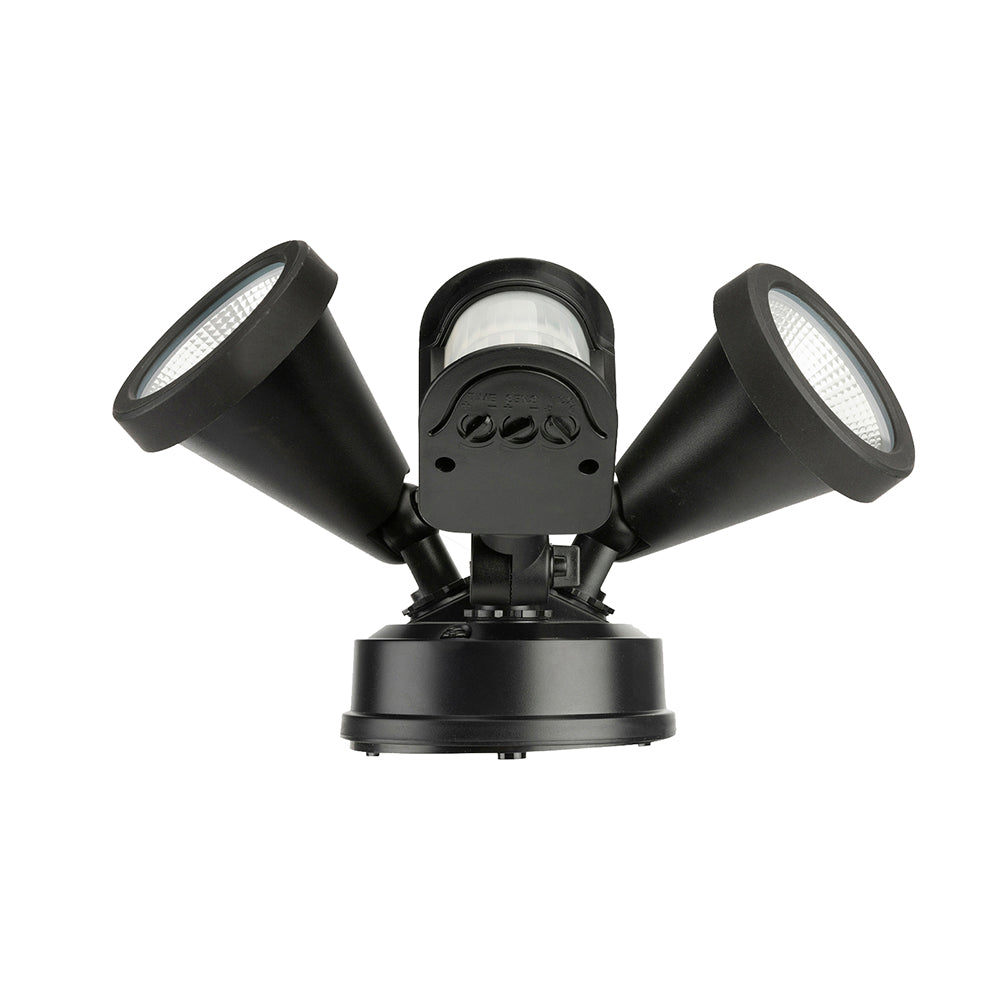 Stinger 20W LED Twin Spotlight With Sensor Black / Tri-Colour - 22289/06