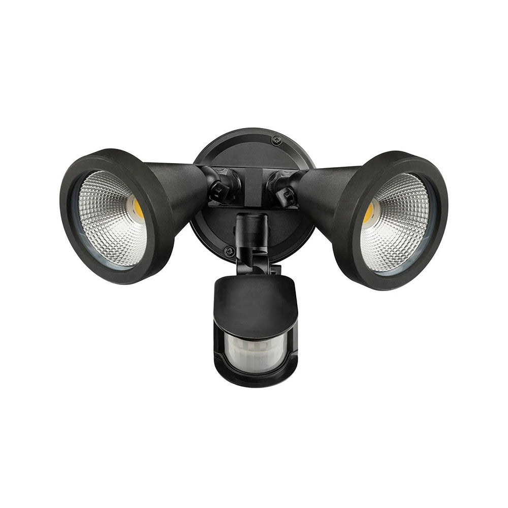 Stinger 20W LED Twin Spotlight With Sensor Black / Tri-Colour - 22289/06