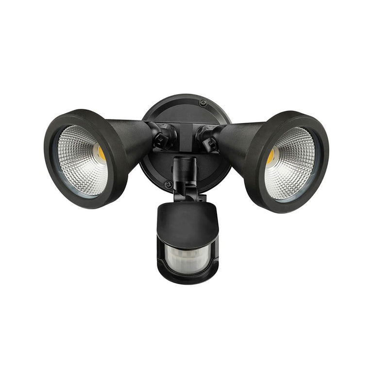 Stinger 20W LED Twin Spotlight With Sensor Black / Tri-Colour - 22289/06