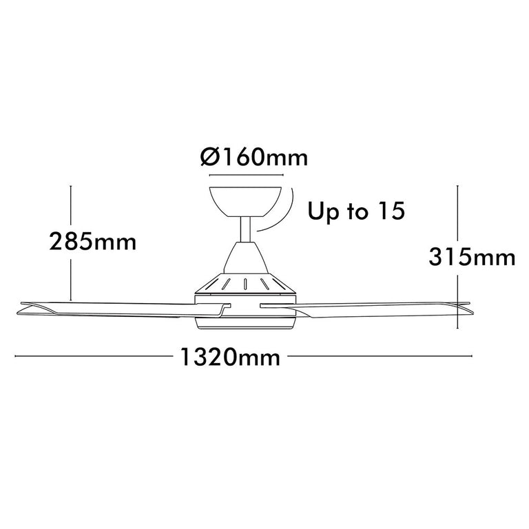 Cairns 52" AC Ceiling Fan Matt Black - 22876/06