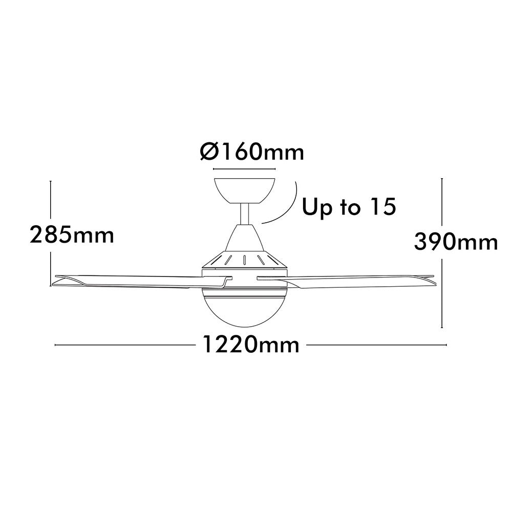 Cairns 48" AC Ceiling Fan With B22 Light Matt Black - 22878/06