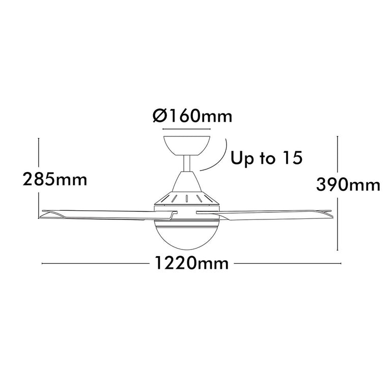 Cairns 48" AC Ceiling Fan With B22 Light Matt Black - 22878/06