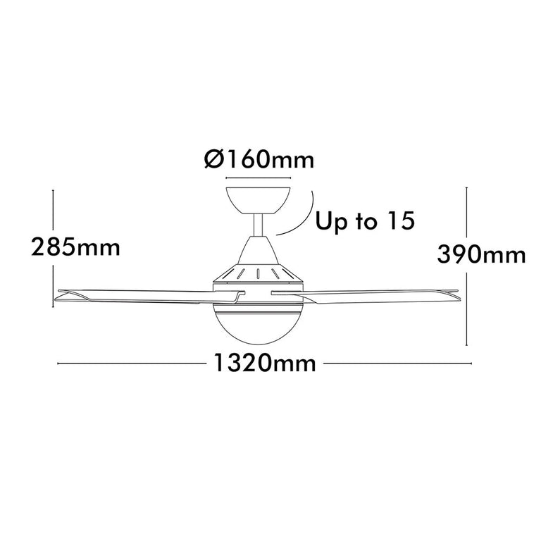 Cairns 52" AC Ceiling Fan With B22 Light Matt Black - 22880/06